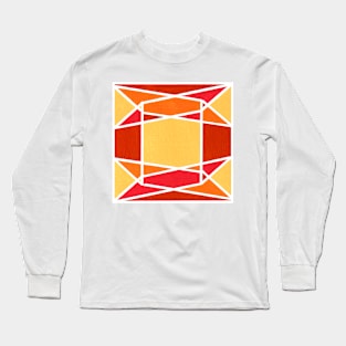 Inverted Orange Yellow Gemstone Geometric Abstract Acrylic Painting Long Sleeve T-Shirt